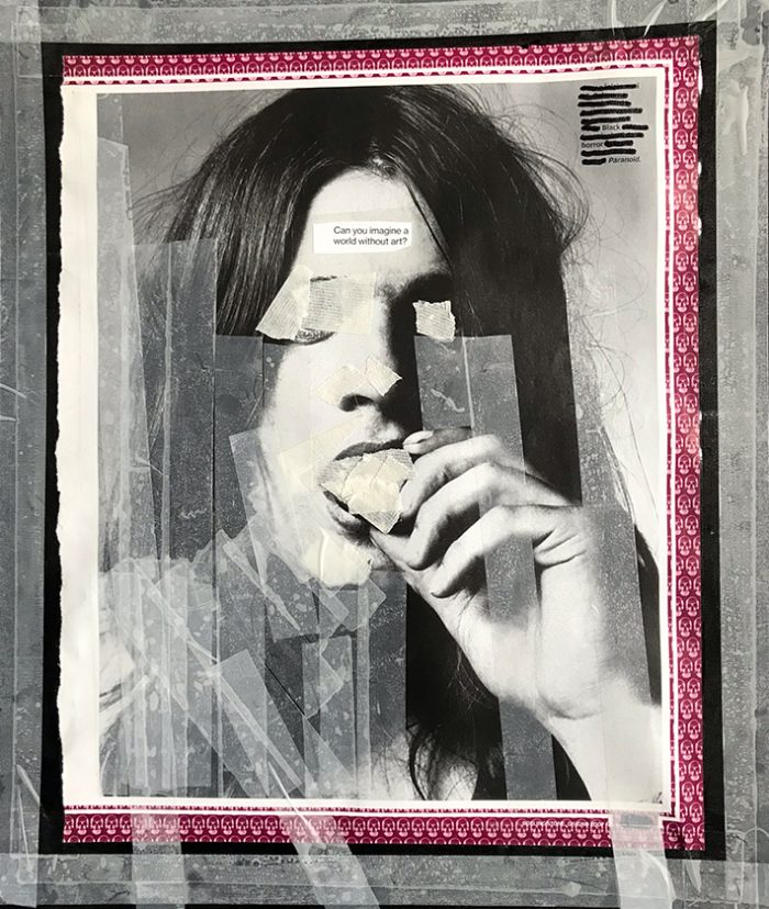 Lucia Simone, Black Horror Paranoid, mixed media on paper, 35 X 30,5 cm